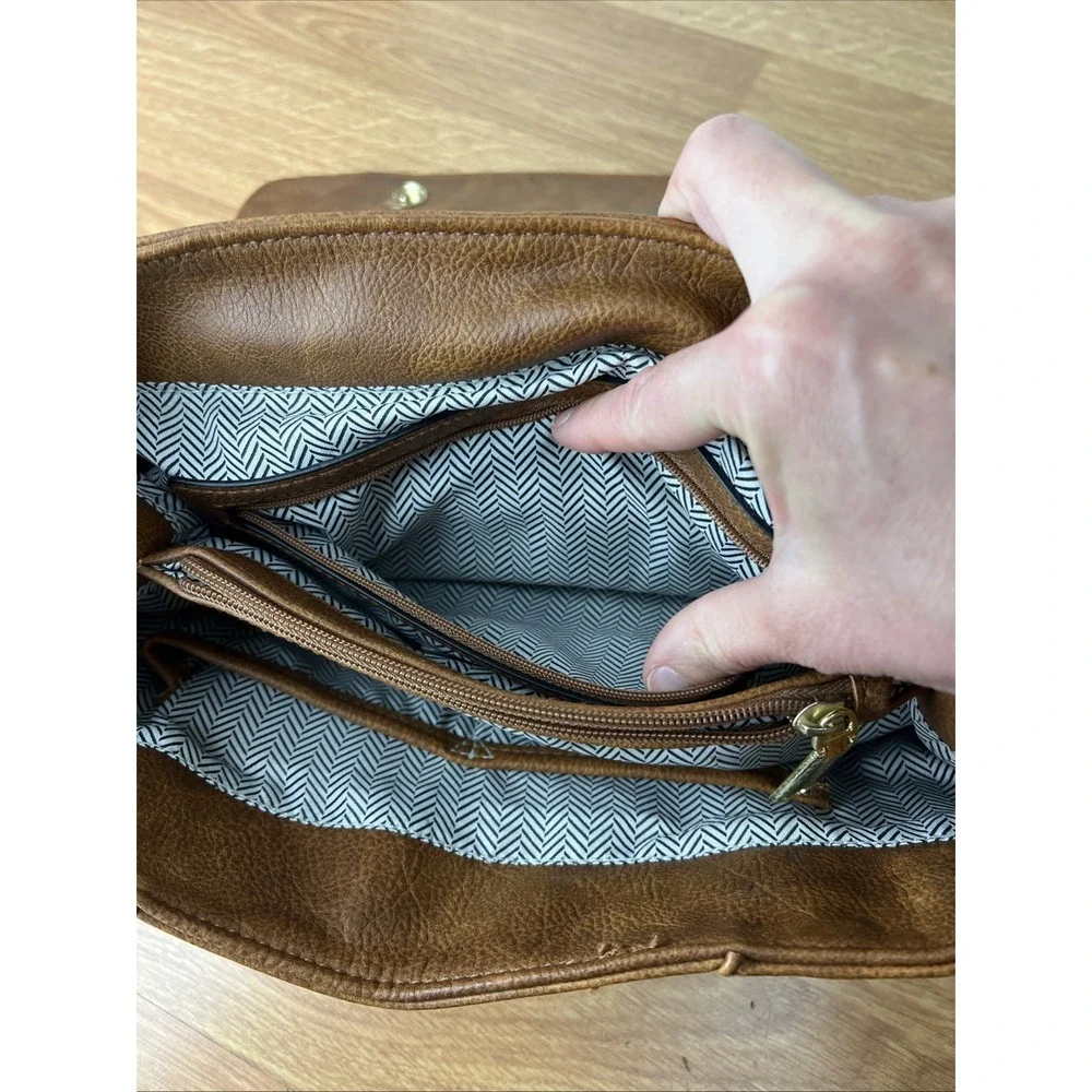 Steve Madden Handbag Vegan Leather Bag Brown Purse CrossBody + Handle Boho Hippy